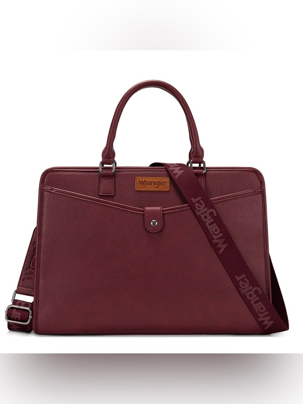 Wrangler Pebbled Faux Leather Laptop Brief Bag Burgundy